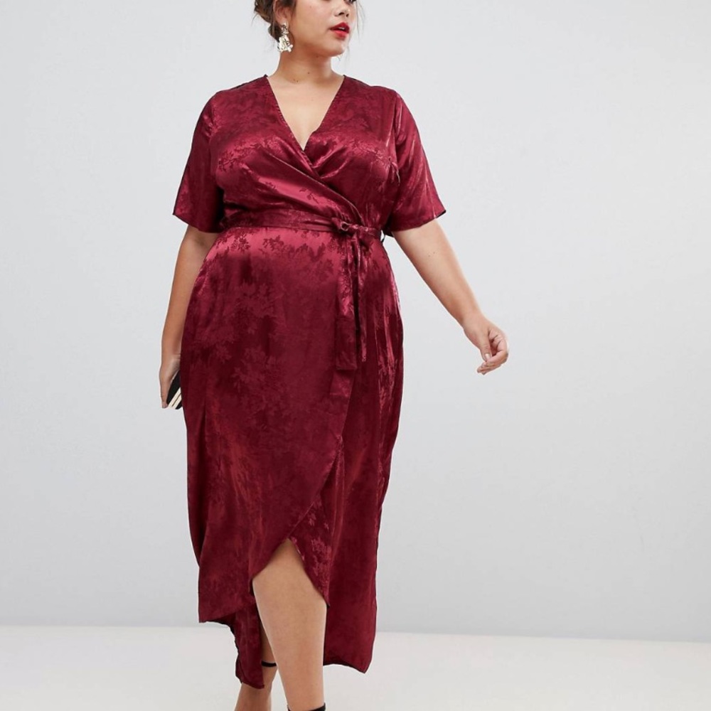 New Look Curve Burgundy Jacquard Dress